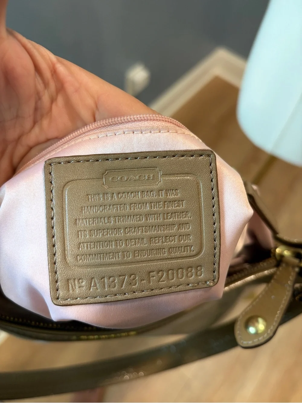 Coach Op Art Sateen Zip Hobo F20088 Ivory Taupe Patent Leather Shoulder Bag